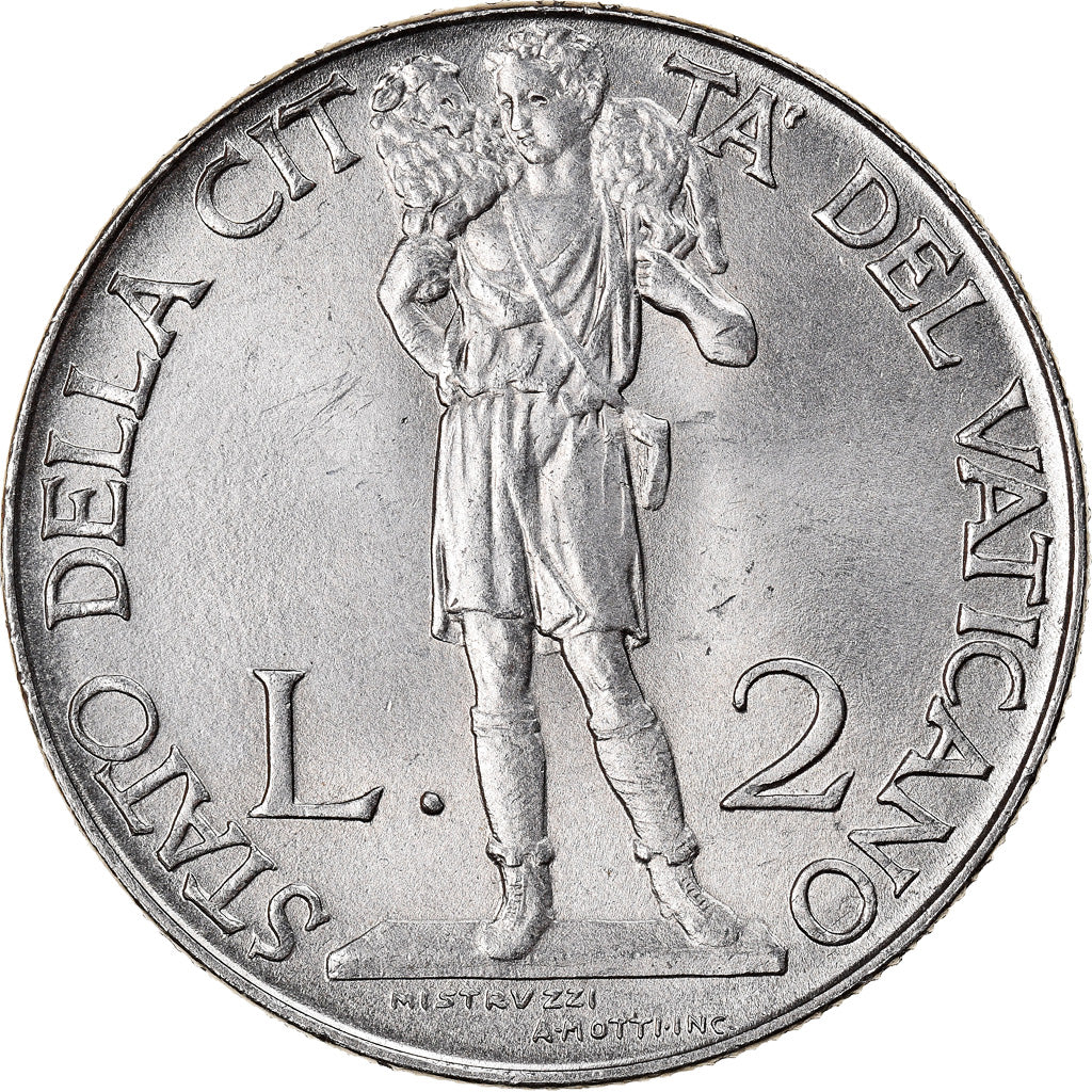 Moeda, CIDADE DO VATICANO, Pius XII, 2 Lire, 1941, MS(63), Aço Inoxidável