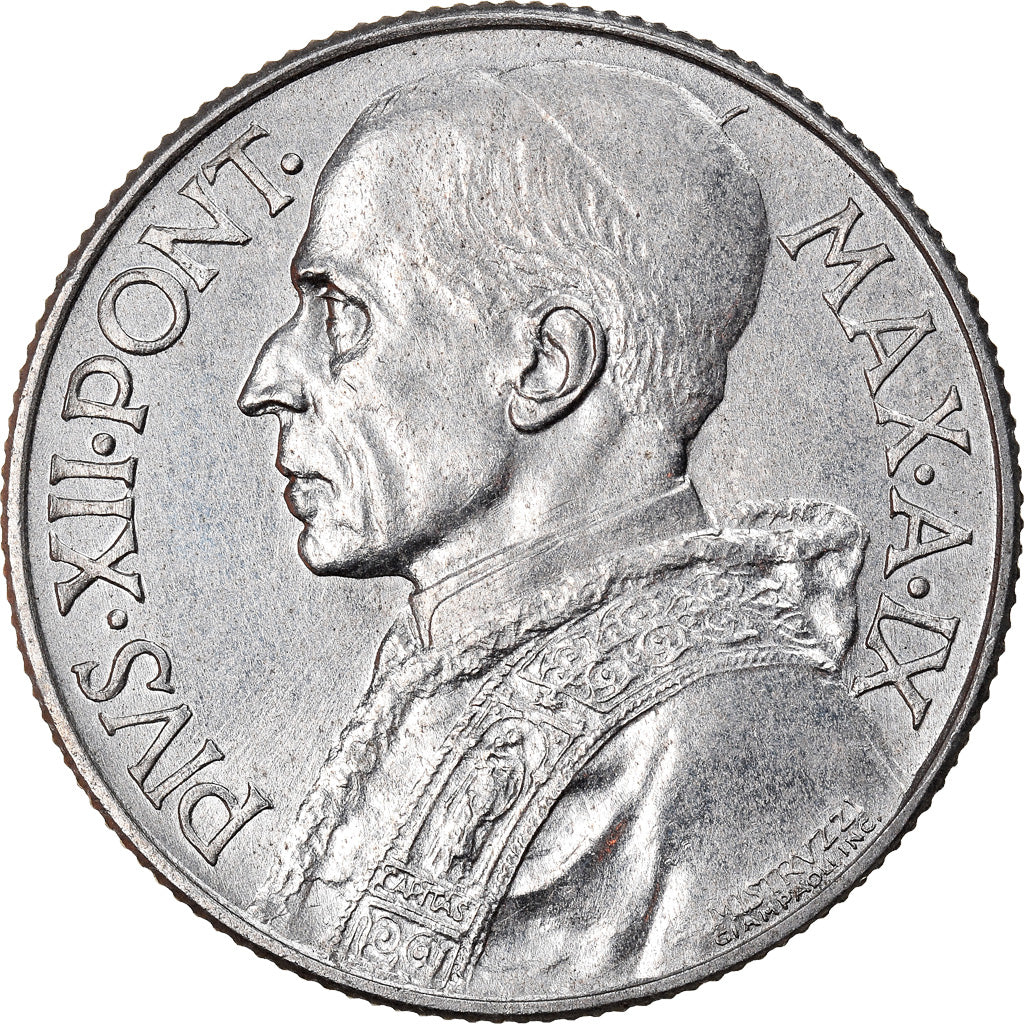Coin, VATICAN CITY, Pius XII, 5 Lire, 1947, Roma, MS(63), Aluminum, KM:42