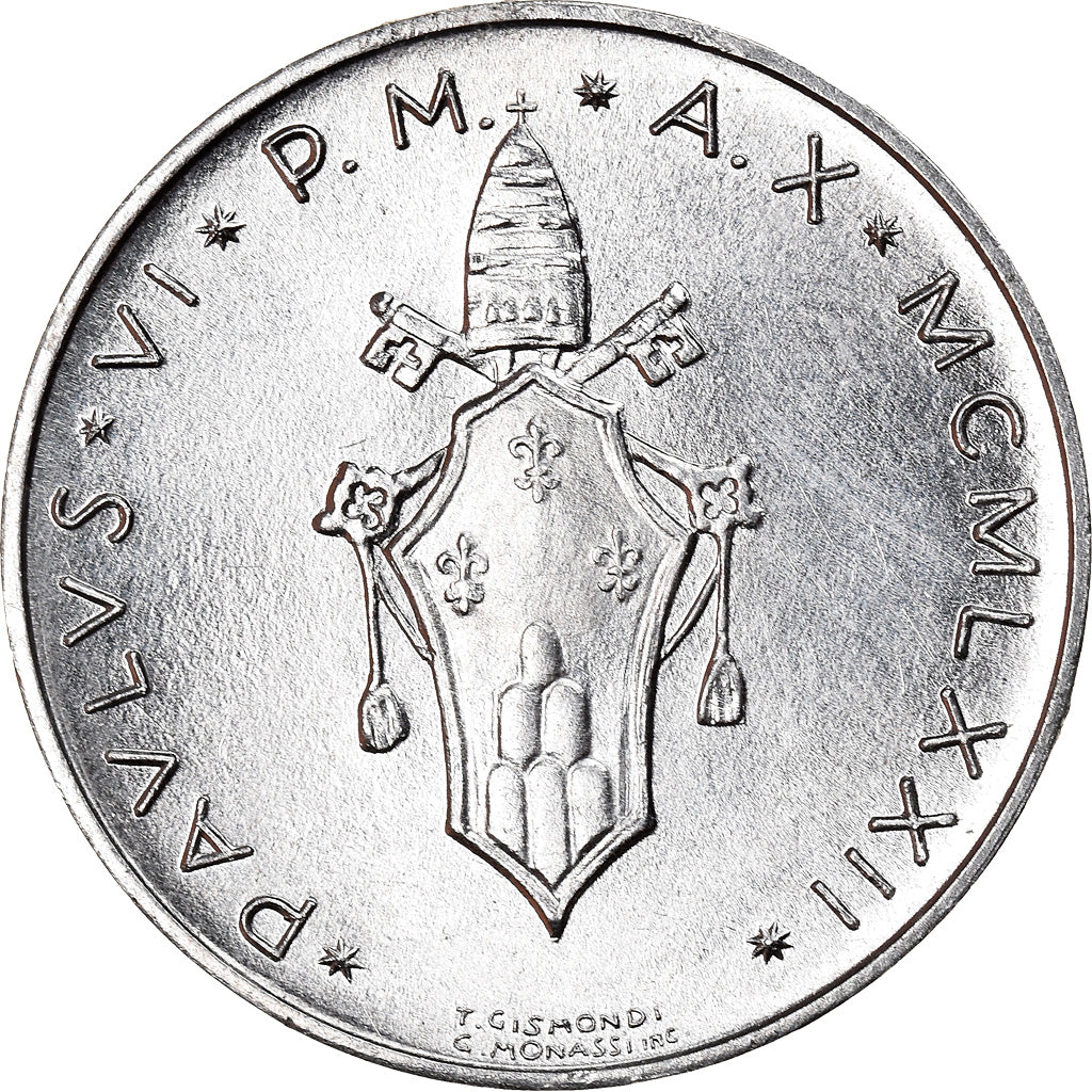 Moneda, CIUDAD DEL VATICANO, Paul VI, 5 Lire, 1972, Roma, SC, Aluminio, KM:118