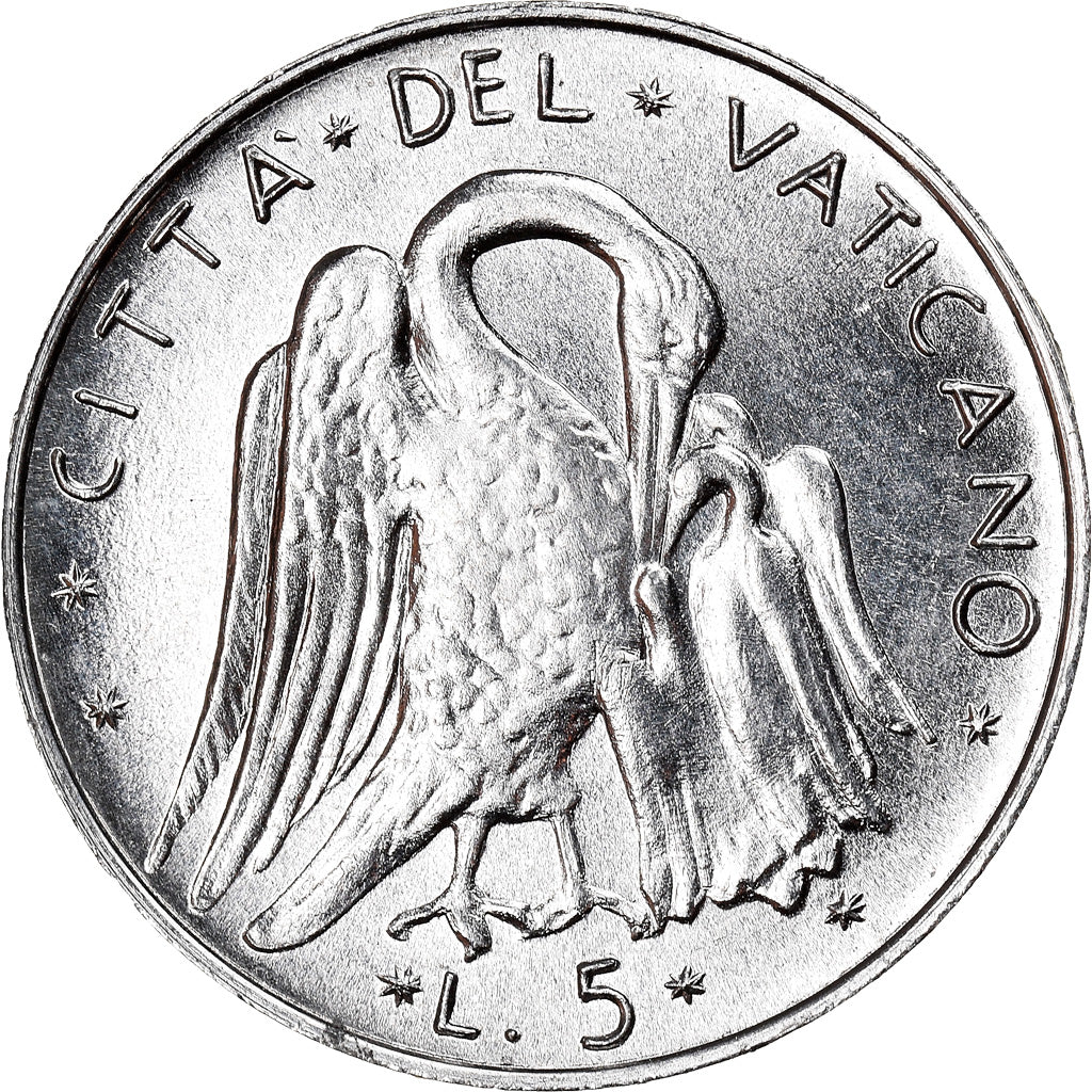 Moneda, CIUDAD DEL VATICANO, Paul VI, 5 Lire, 1972, Roma, SC, Aluminio, KM:118