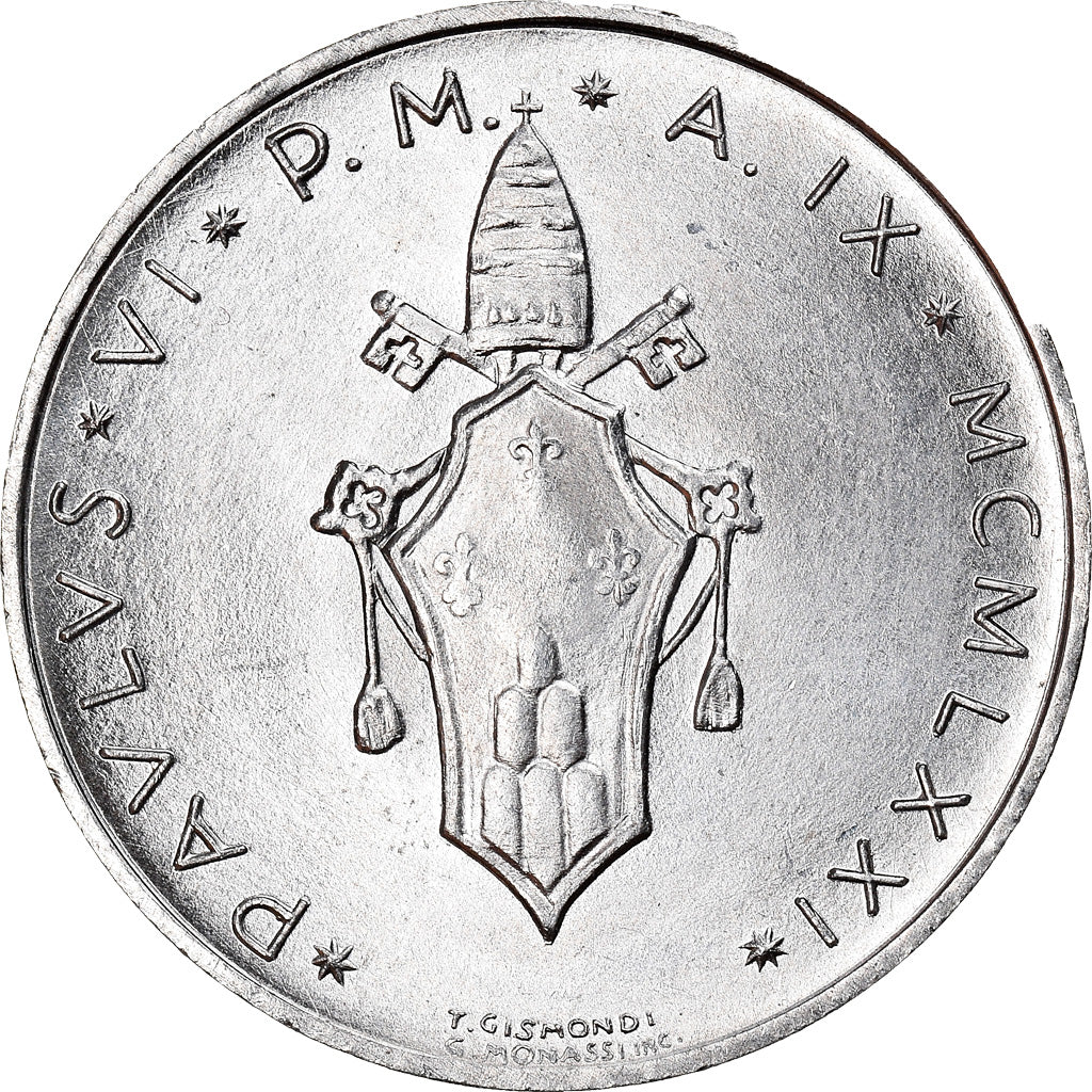 Coin, VATICAN CITY, Paul VI, 5 Lire, 1971, Roma, MS(63), Aluminum, KM:118