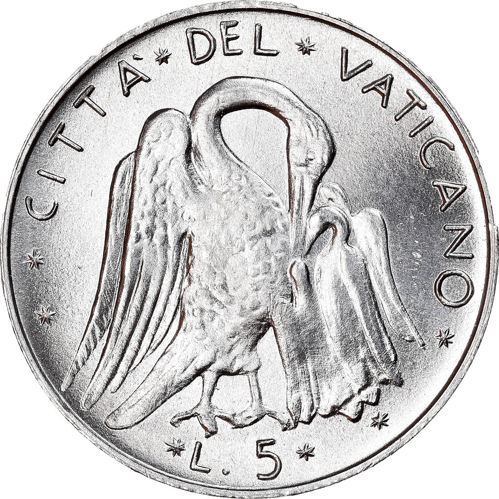 Coin, VATICAN CITY, Paul VI, 5 Lire, 1975, Roma, MS(63), Aluminum, KM:118