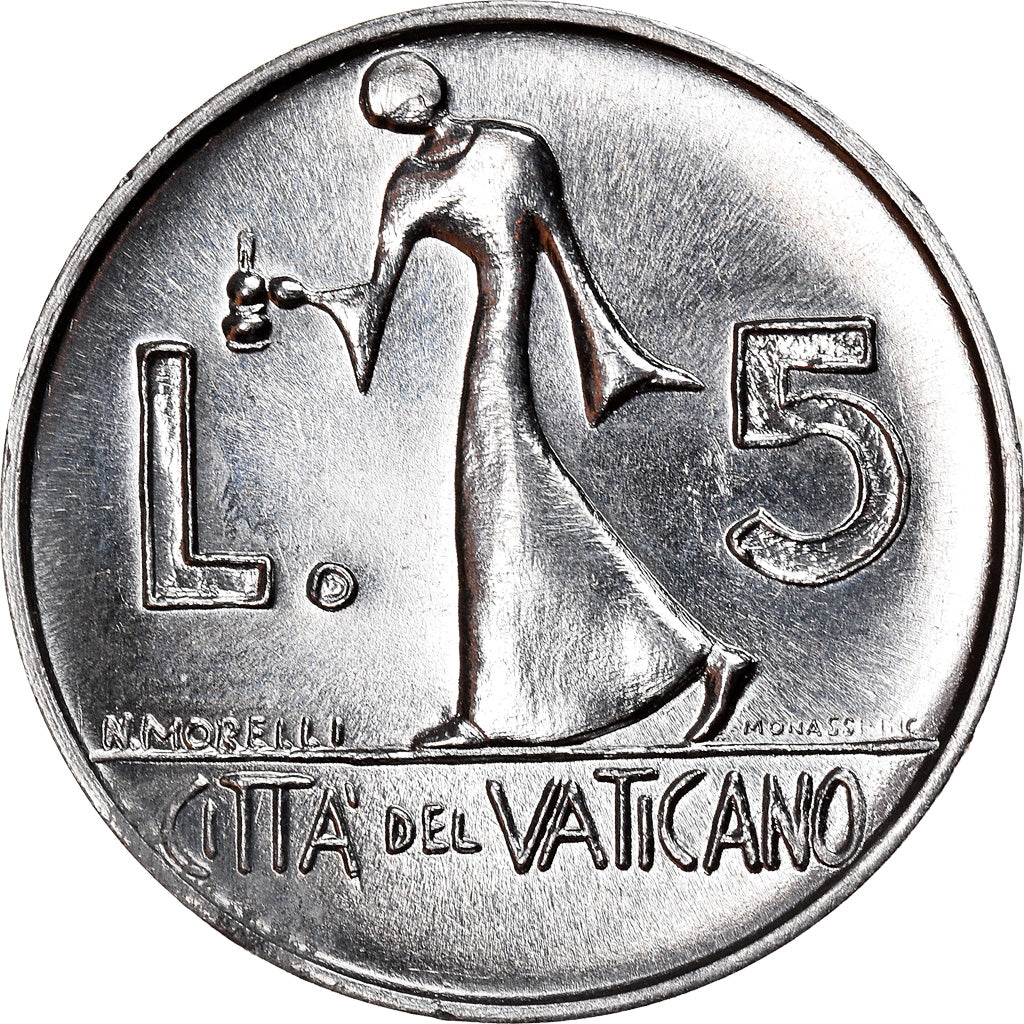 Moneta, PAŃSTWO WATYKAŃSKIE, Paul VI, 5 Lire, 1978, Roma, MS(63), Aluminium