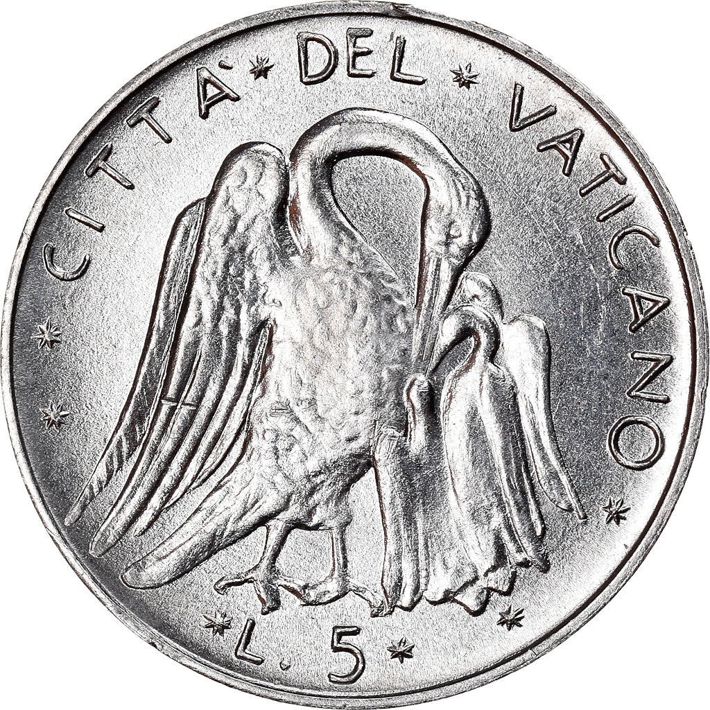 Moneda, CIUDAD DEL VATICANO, Paul VI, 5 Lire, 1977, Roma, EBC+, Aluminio, KM:118