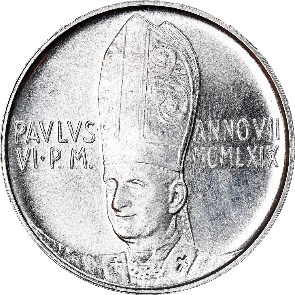 Münze, Vatikanstadt, Paul VI, 5 Lire, 1969, Roma, UNZ, Aluminium, KM:110