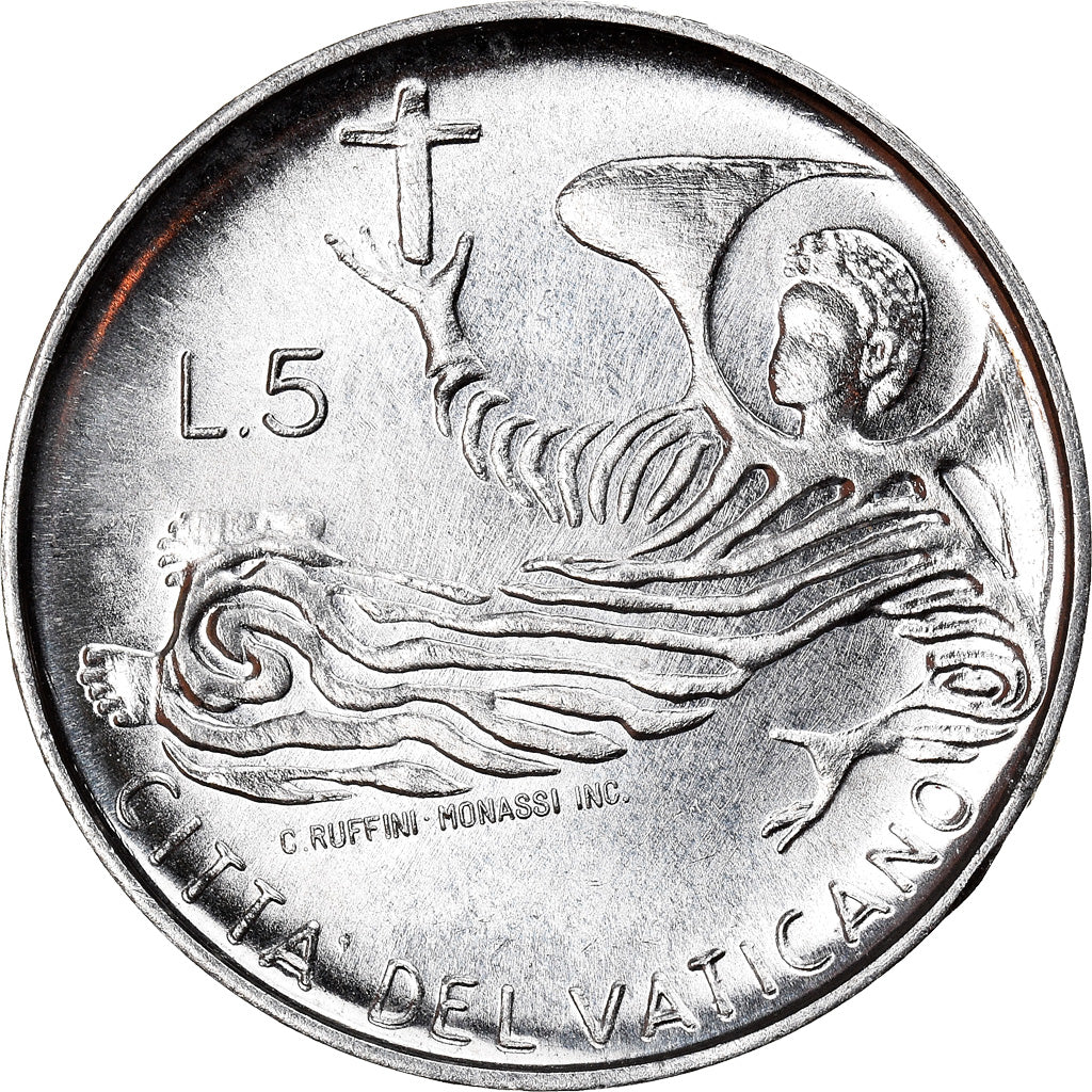 Münze, Vatikanstadt, Paul VI, 5 Lire, 1969, Roma, UNZ, Aluminium, KM:110