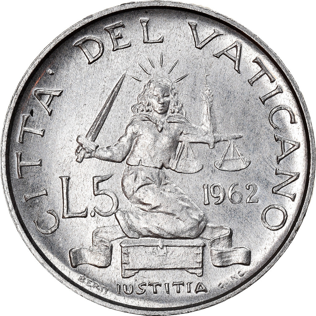 Monnaie, Cité du Vatican, John XXIII, 5 Lire, 1962, SPL, Aluminium, KM:60.2