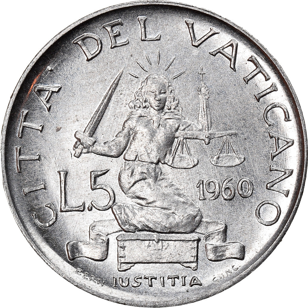 Moneta, CITTÀ DEL VATICANO, John XXIII, 5 Lire, 1960, SPL, Alluminio, KM:60.2