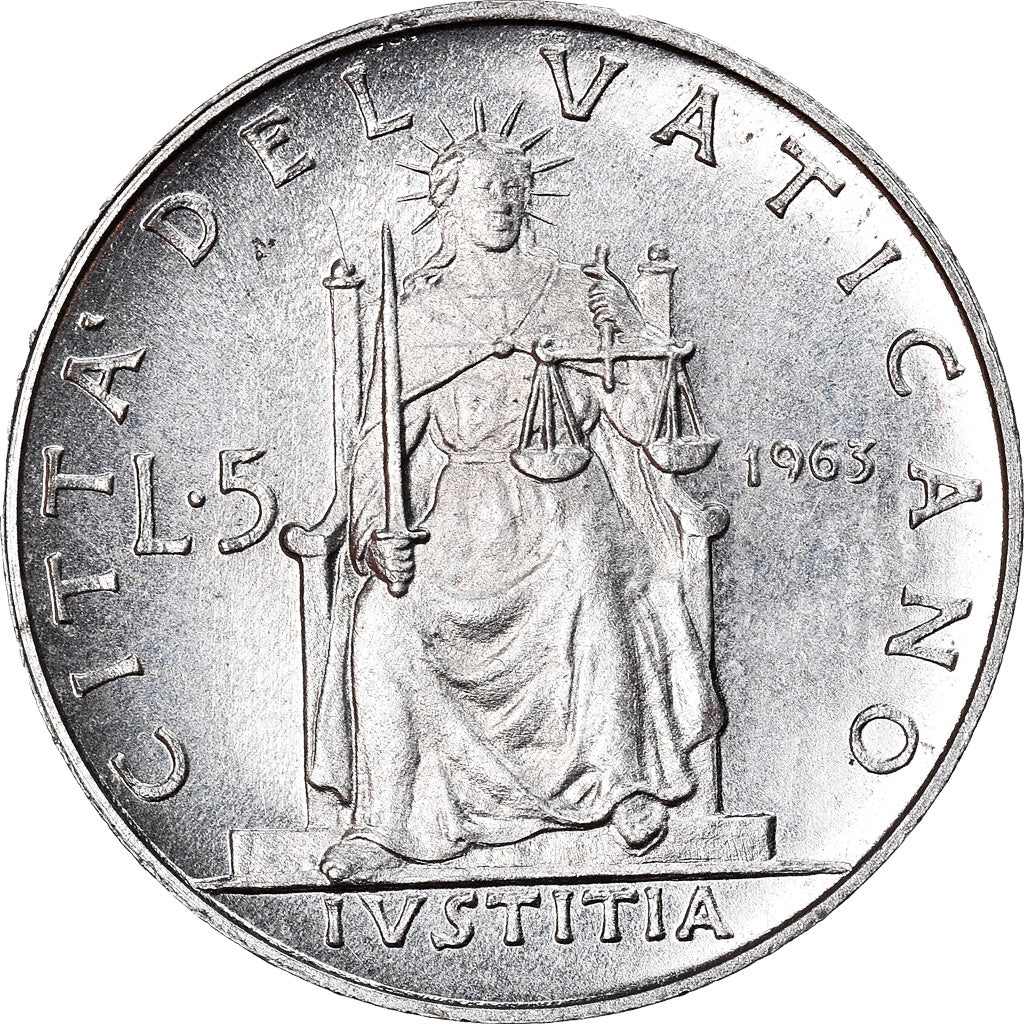 Moeda, CIDADE DO VATICANO, Paul VI, 5 Lire, 1963, AU(55-58), Alumínio, KM:78.1