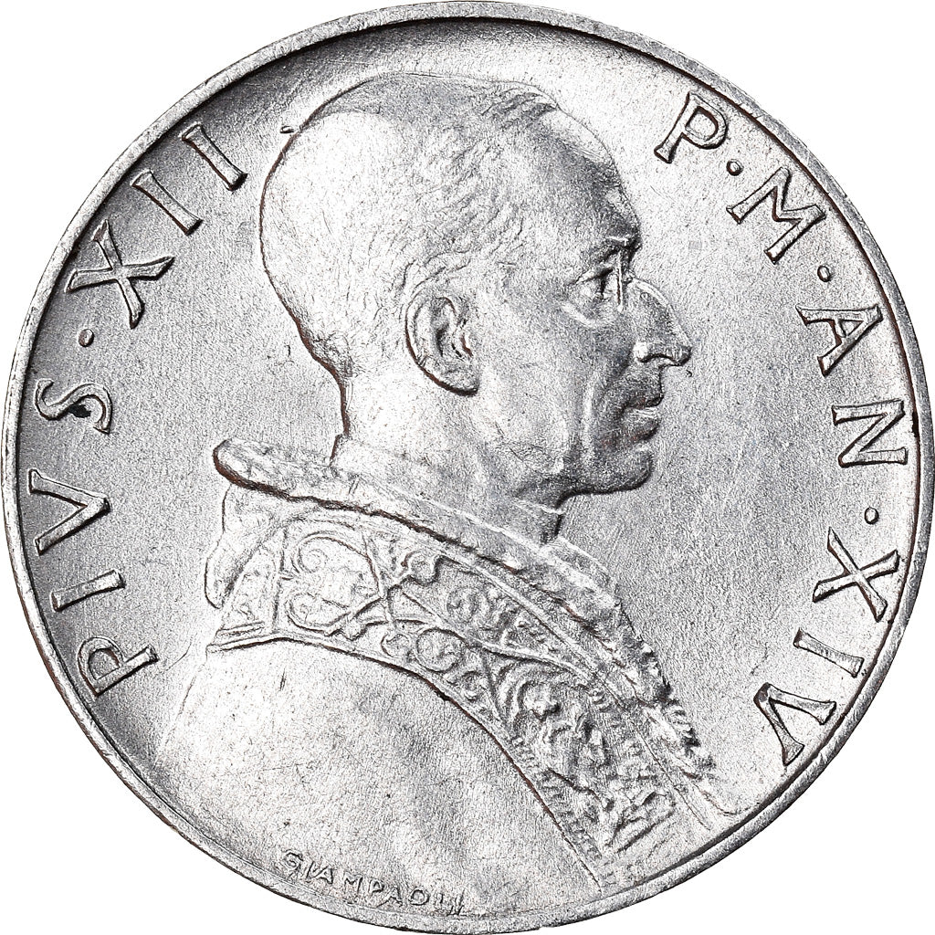 Moeda, CIDADE DO VATICANO, Pius XII, 5 Lire, 1952, Roma, MS(63), Alumínio