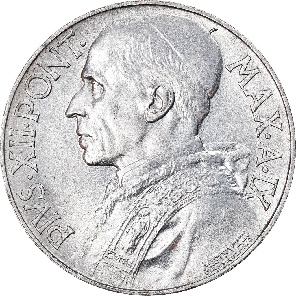 Moeda, CIDADE DO VATICANO, Pius XII, 10 Lire, 1947, Roma, MS(60-62), Alumínio