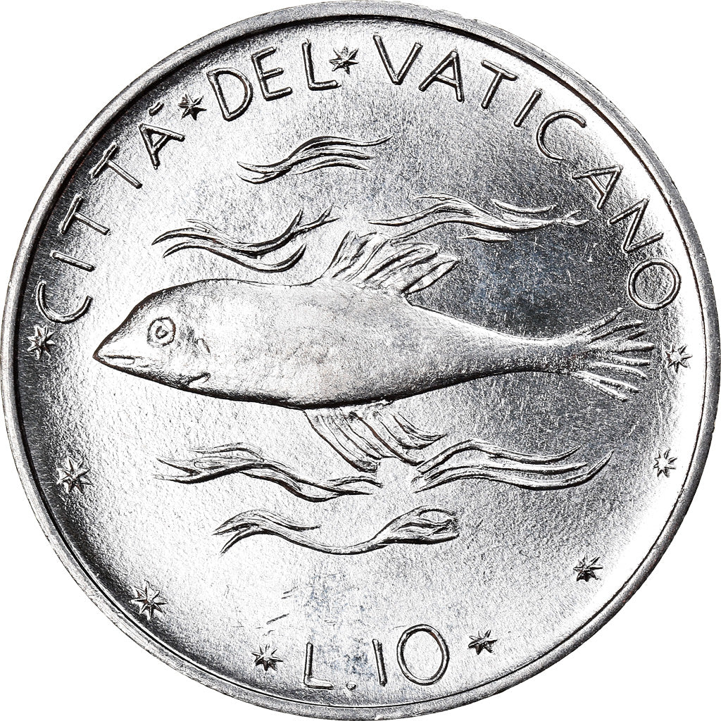 Moeda, CIDADE DO VATICANO, Paul VI, 10 Lire, 1971, Roma, MS(63), Alumínio