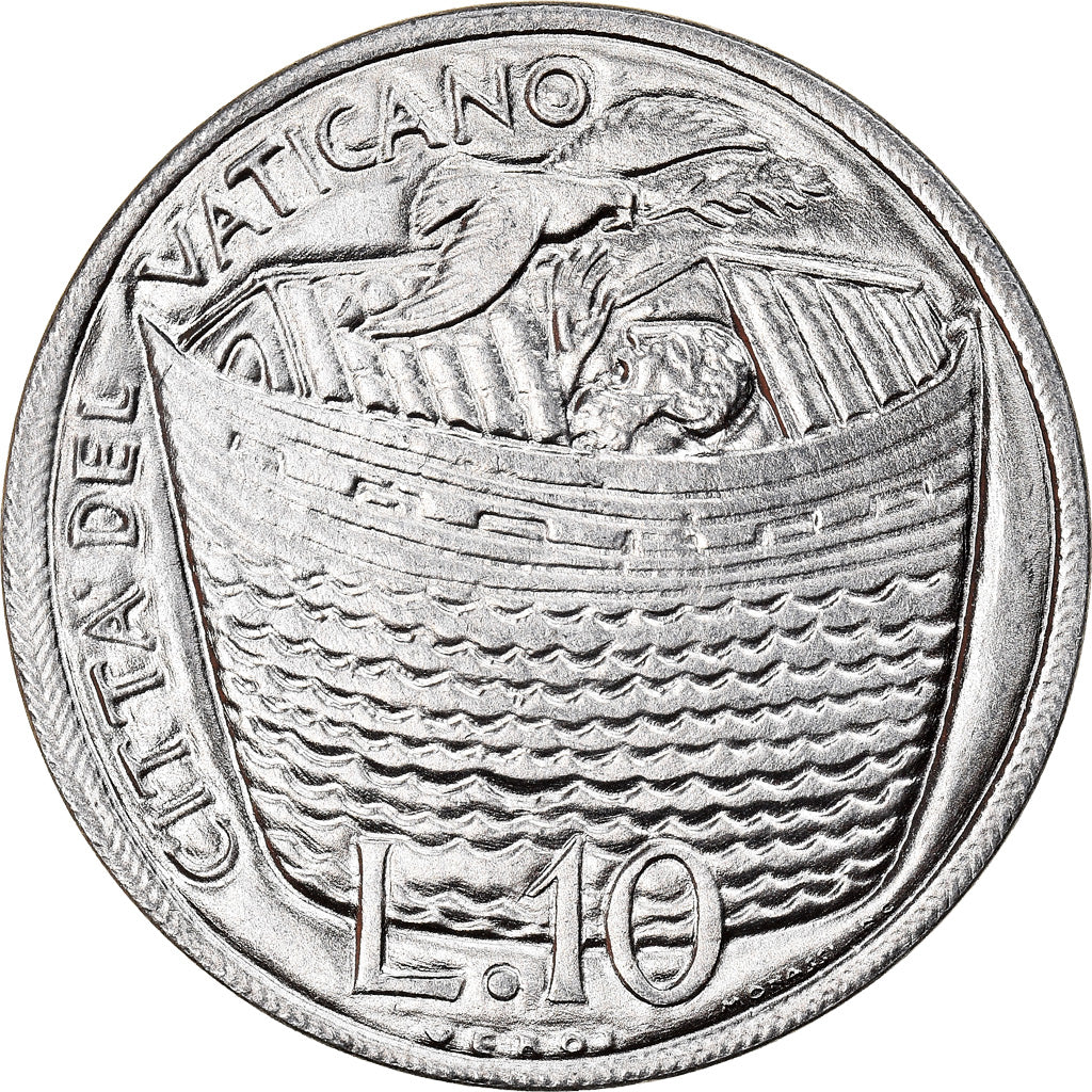 Moeda, CIDADE DO VATICANO, Paul VI, 10 Lire, 1975, Roma, MS(64), Alumínio