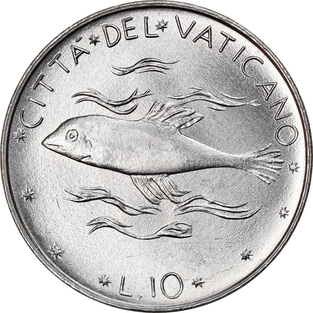 Coin, VATICAN CITY, Paul VI, 10 Lire, 1977, Roma, MS(63), Aluminum, KM:119