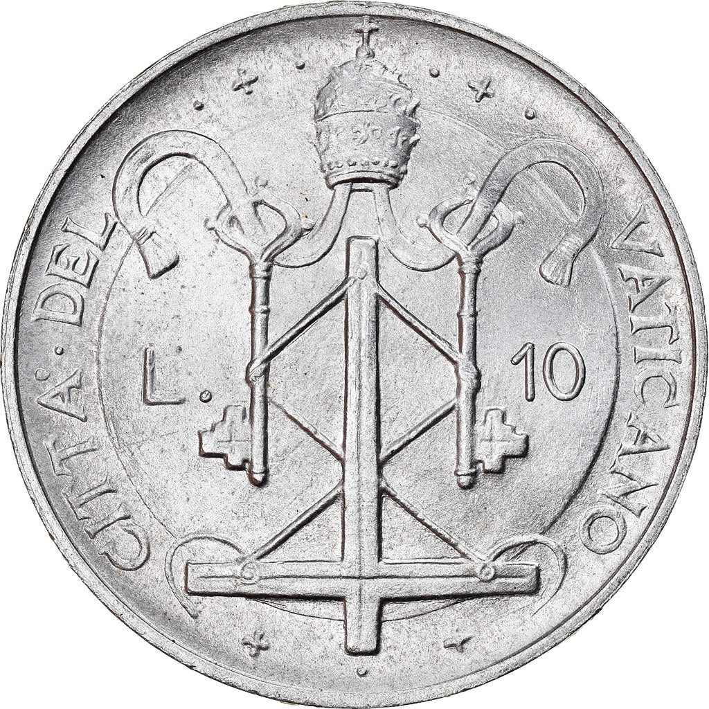 Moneda, CIUDAD DEL VATICANO, Paul VI, 10 Lire, 1967, SC, Aluminio, KM:95