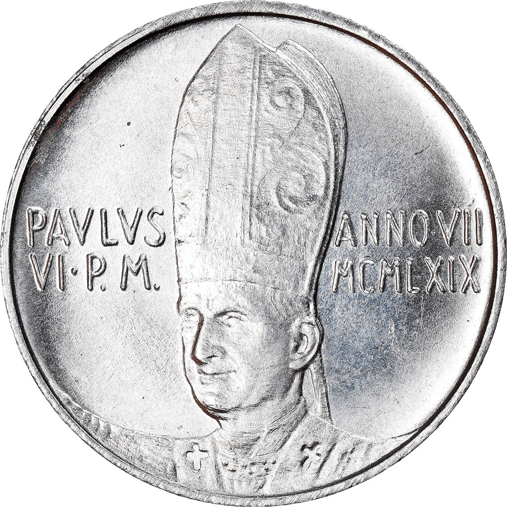Coin, VATICAN CITY, Paul VI, 10 Lire, 1969, Roma, MS(63), Aluminum, KM:111