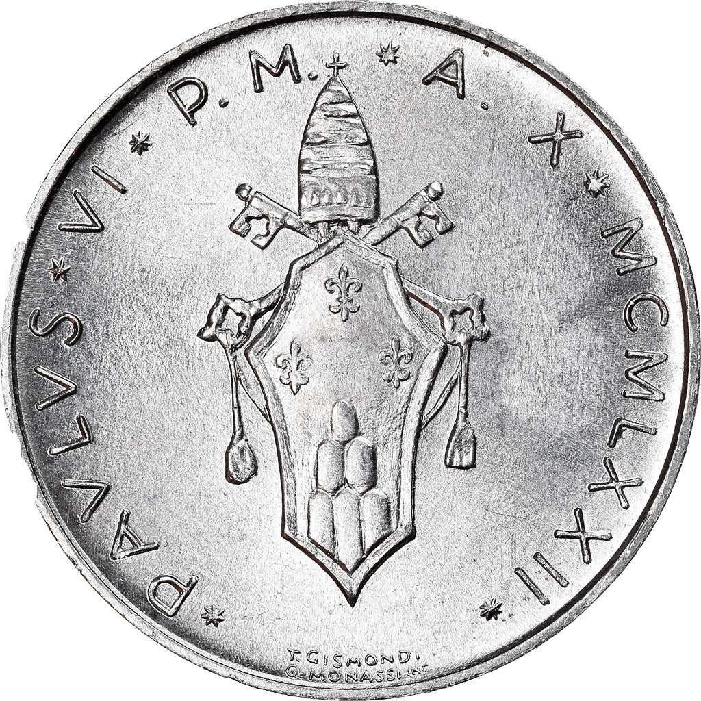 Moneda, CIUDAD DEL VATICANO, Paul VI, 10 Lire, 1972, Roma, SC, Aluminio, KM:119