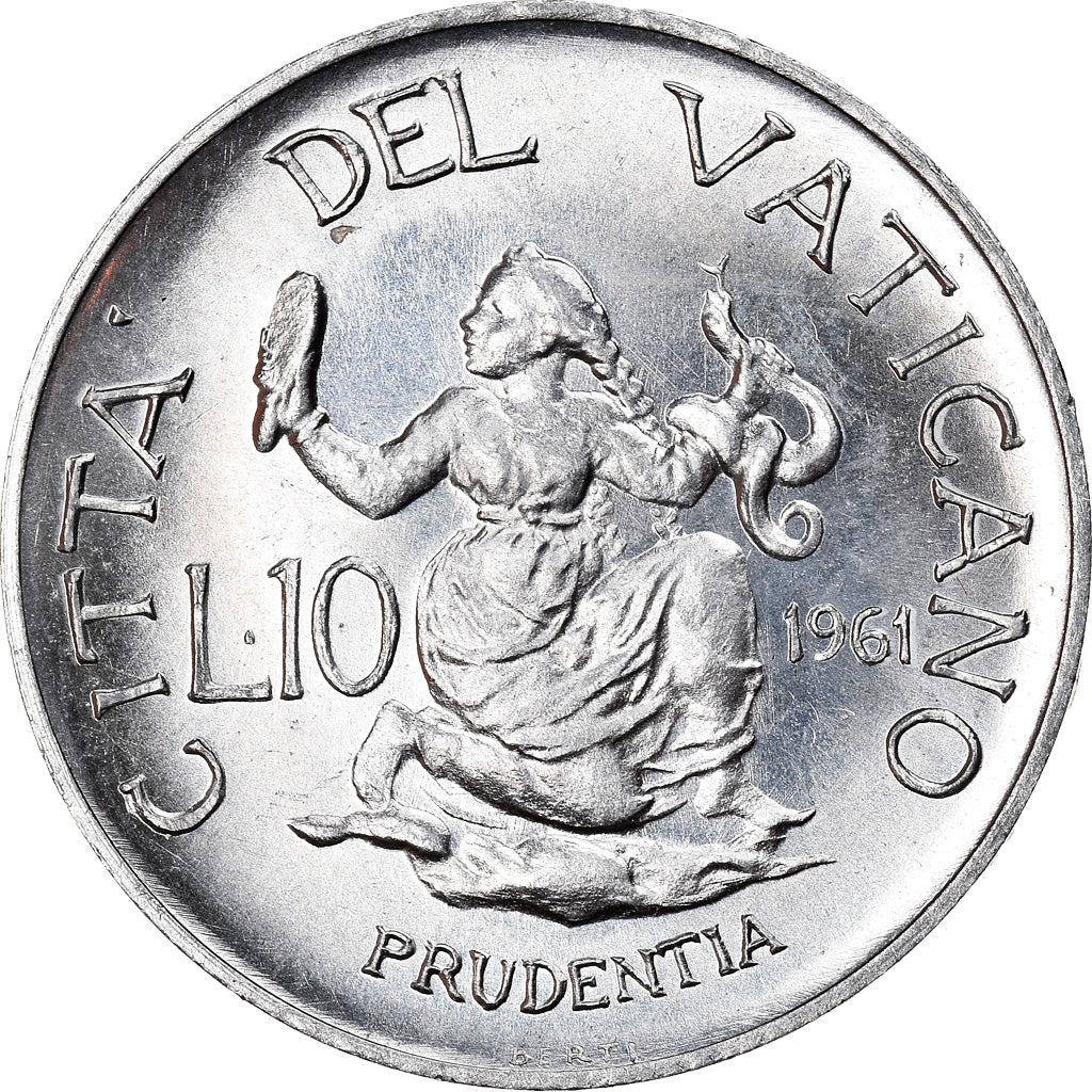 Coin, VATICAN CITY, John XXIII, 10 Lire, 1961, MS(63), Aluminum, KM:61.2
