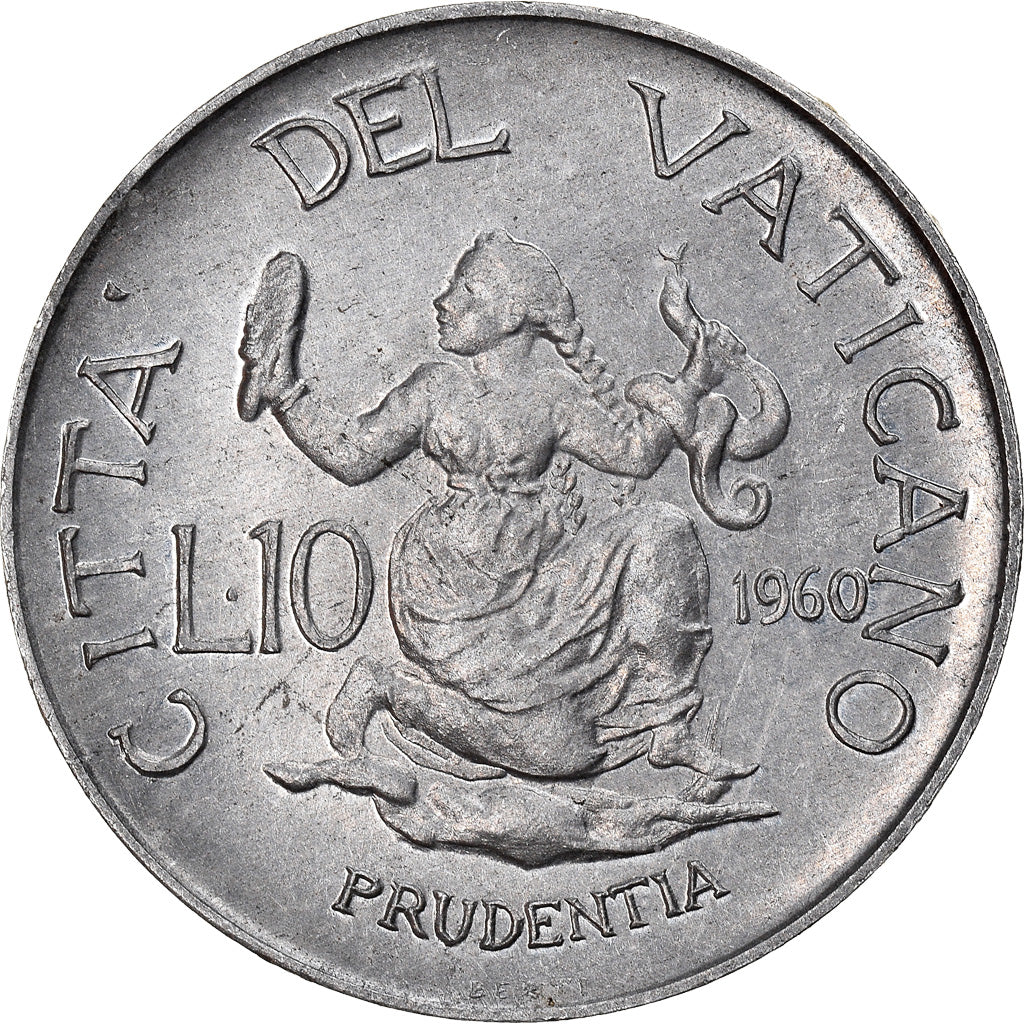 Coin, VATICAN CITY, John XXIII, 10 Lire, 1960, MS(63), Aluminum, KM:61.2