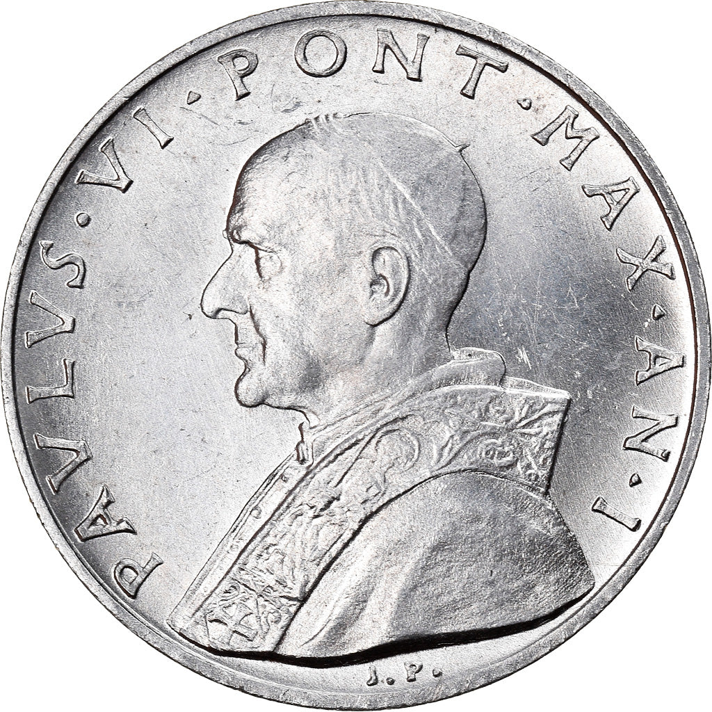 Coin, VATICAN CITY, Paul VI, 10 Lire, 1963, AU(55-58), Aluminum, KM:79.1