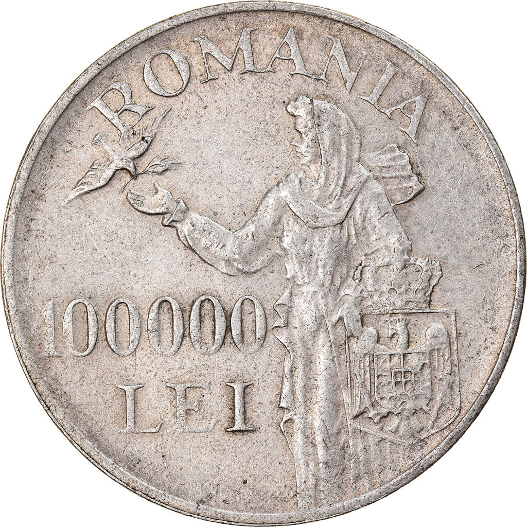 Coin, Romania, Mihai I, 100000 Lei, 1946, EF(40-45), Silver, KM:71