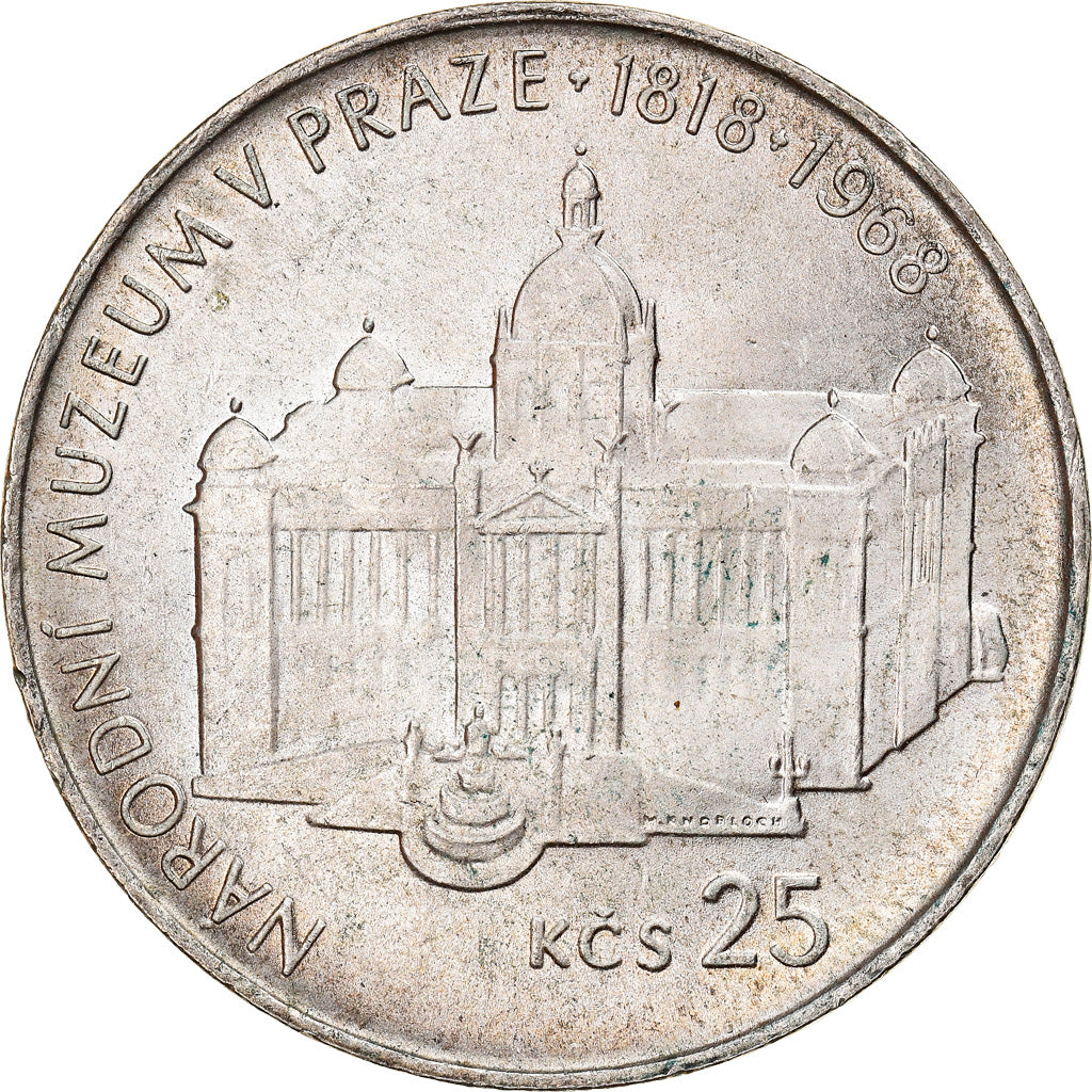 Coin, Czechoslovakia, 25 Korun, 1968, AU(55-58), Silver, KM:64
