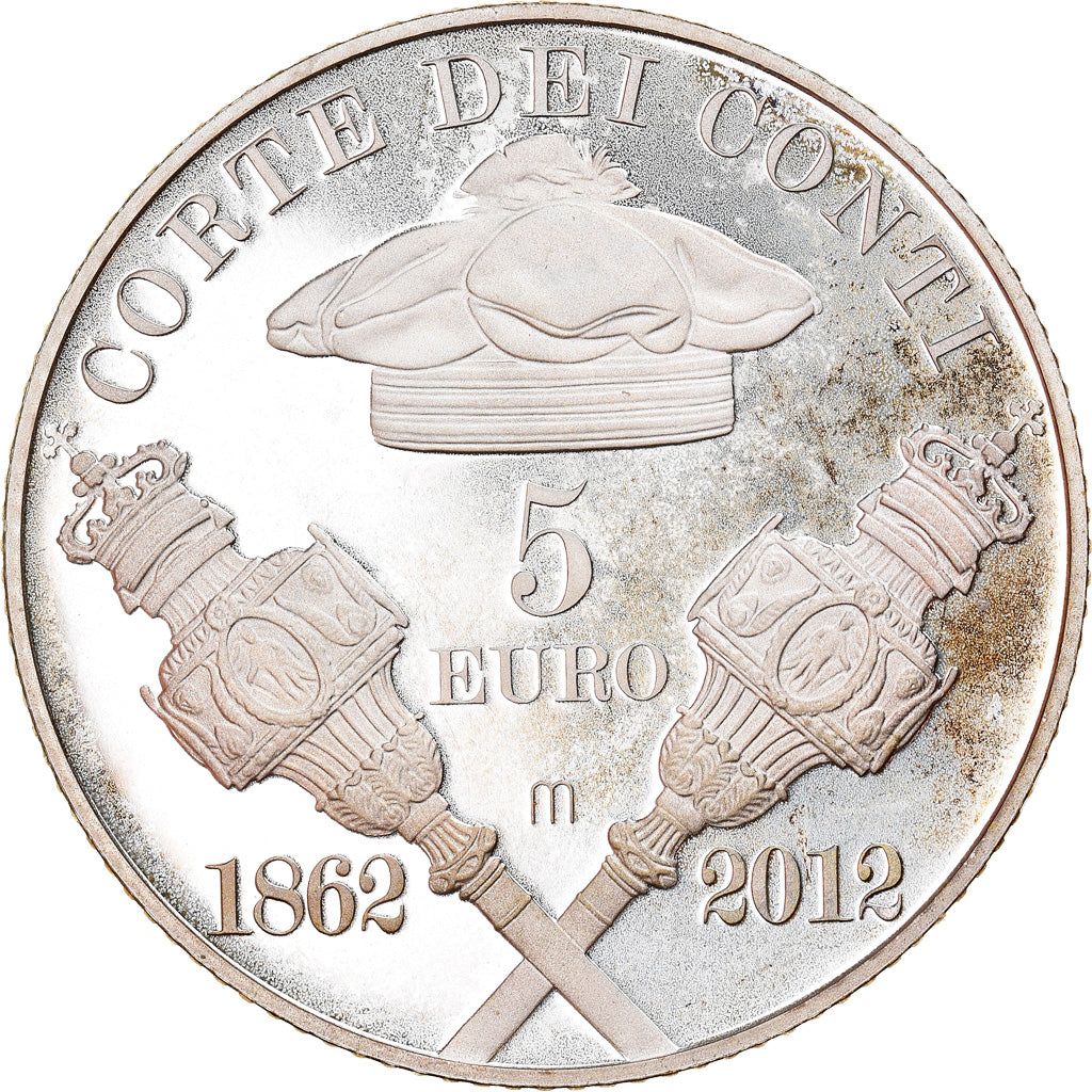 Italy, 5 Euro, 2012, Rome, MS(63), Silver, KM:353