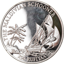 Coin, MALDIVE ISLANDS, 250 Rufiyaa, 1990, MS(65-70), Silver, KM:81