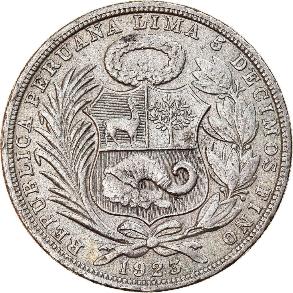 Coin, Peru, Sol, 1923, Philadelphia, AU(50-53), Silver, KM:218.1