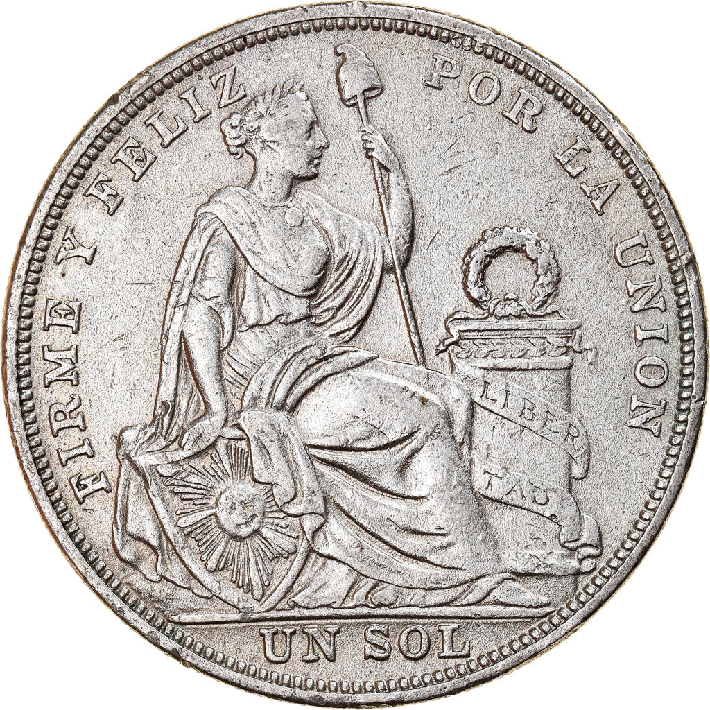 Coin, Peru, Sol, 1923, Philadelphia, AU(50-53), Silver, KM:218.1