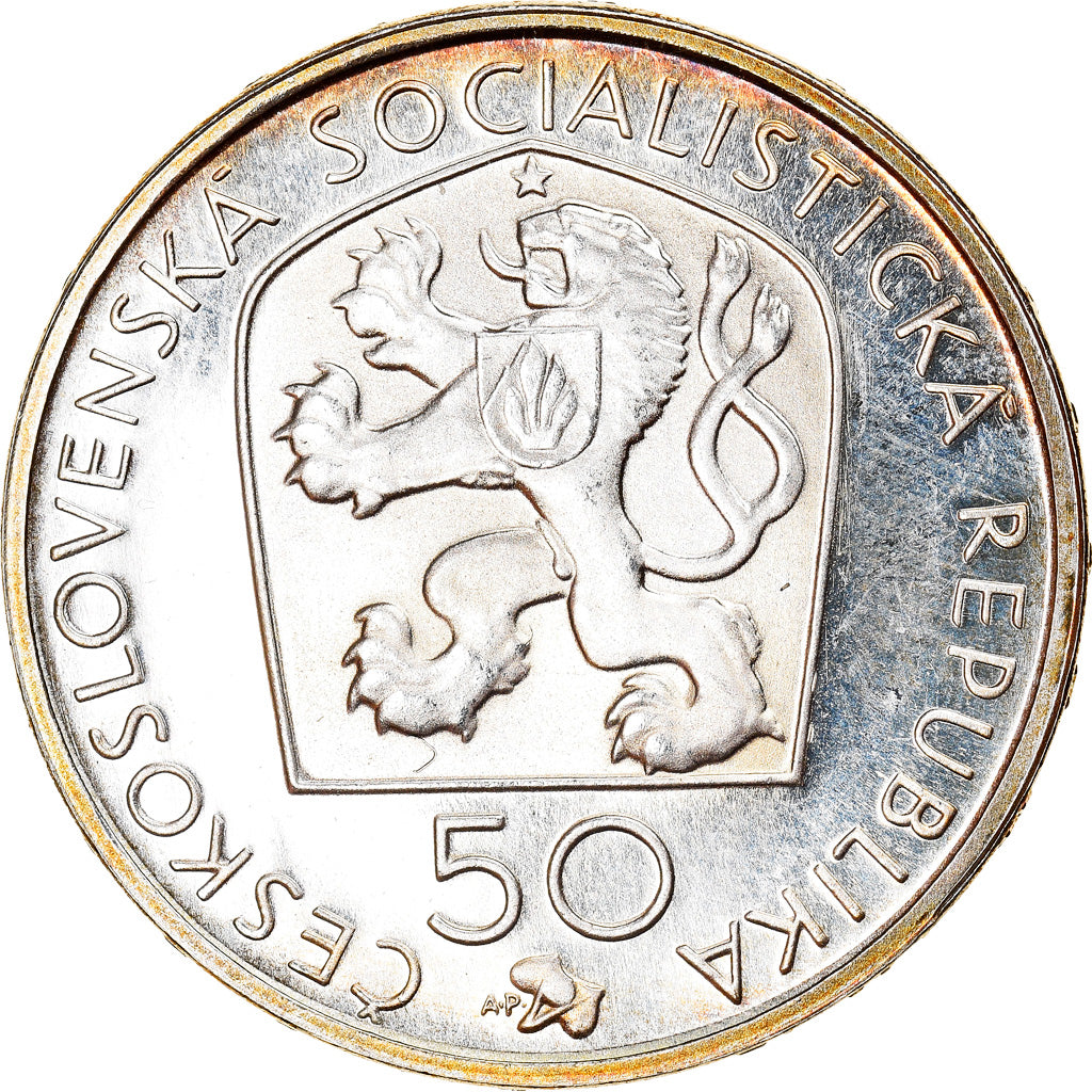 Coin, Czechoslovakia, 50 Korun, 1972, MS(65-70), Silver, KM:77