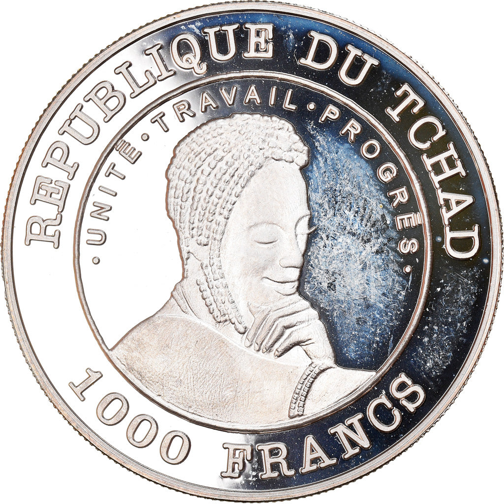 Coin, Chad, 1000 Francs, 2001, Paris, MS(65-70), Silver, KM:21