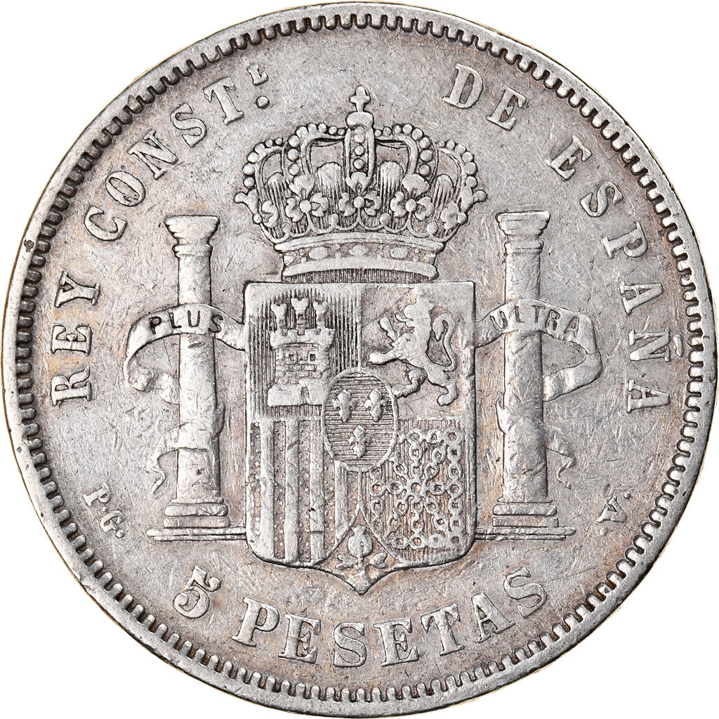 Moeda, Espanha, Alfonso XIII, 5 Pesetas, 1893, Madrid, VF(30-35), Prata, KM:700
