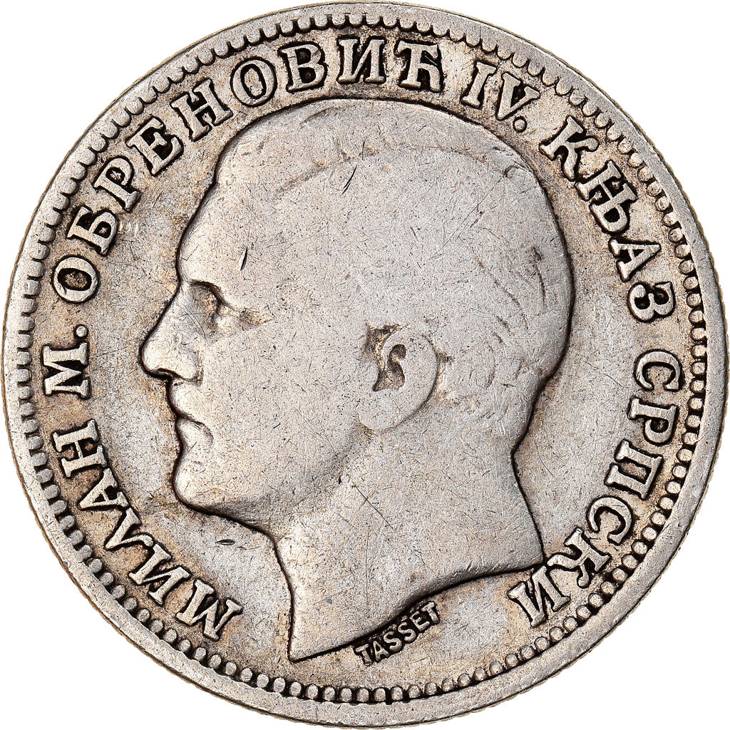 Coin, Serbia, Milan I, Dinar, 1879, VF(30-35), Silver, KM:10