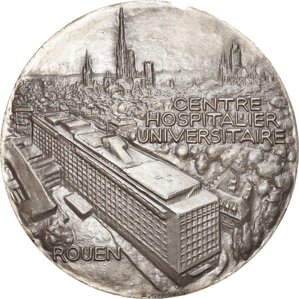 France, Medal, C.H.U de Rouen, Medicine, 1988, A. Guzman, MS(63), Silvered