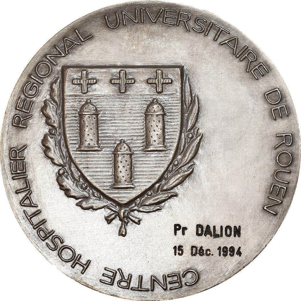 France, Medal, C.H.U de Rouen, Medicine, 1988, A. Guzman, MS(63), Silvered