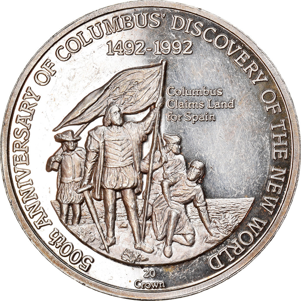 Coin, TURKS & CAICOS ISLANDS, Elizabeth II, 20 Crowns, 1991, MS(65-70), Silver