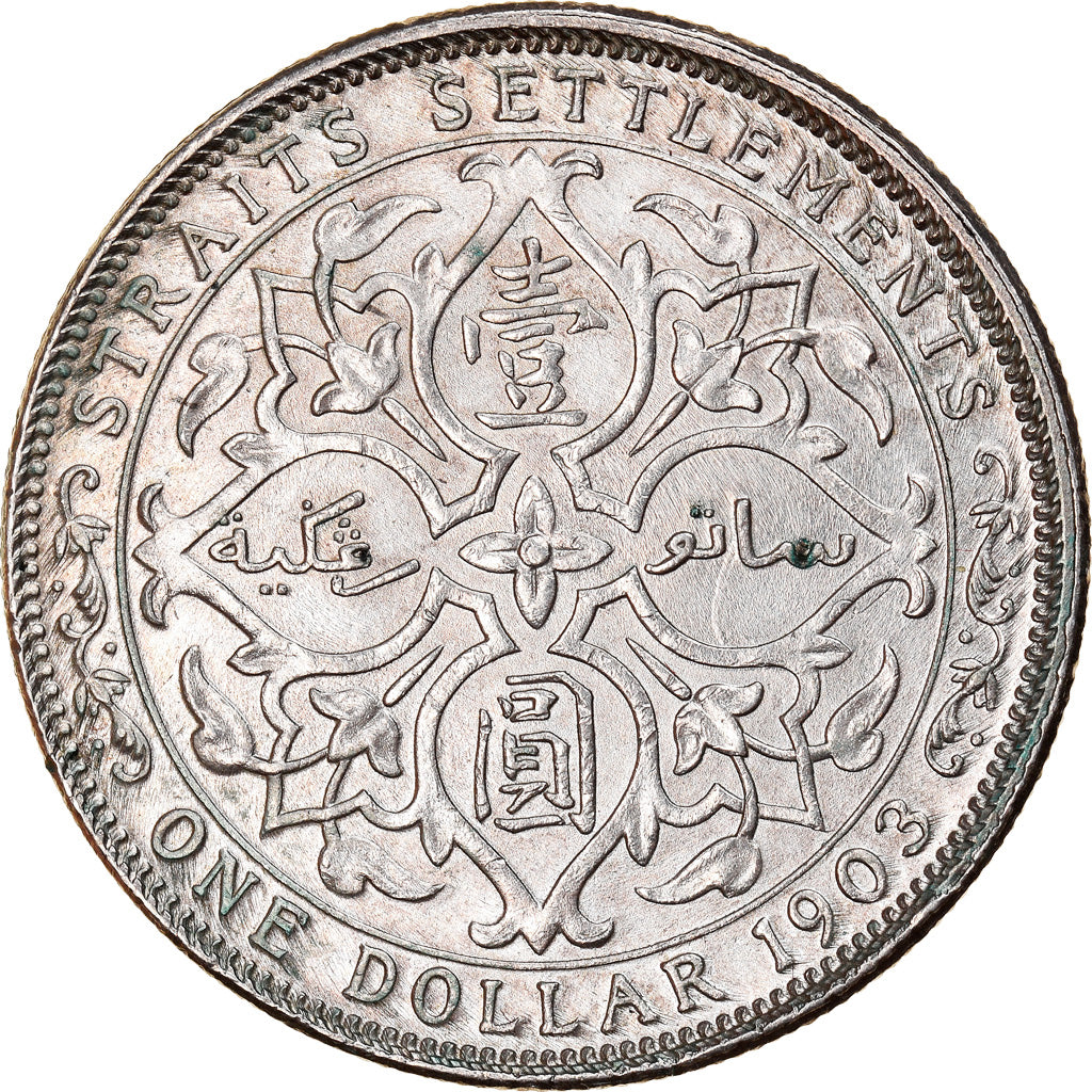 Coin, Straits Settlements, Edward VII, Dollar, 1903, Bombay, AU(55-58), Silver