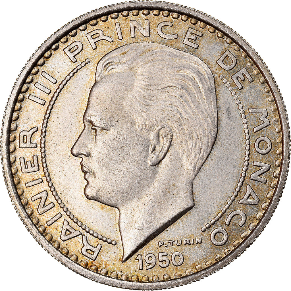 Coin, Monaco, 100 Francs, 1950, MS(65-70), Copper-nickel, KM:E33, Gadoury:MC 142