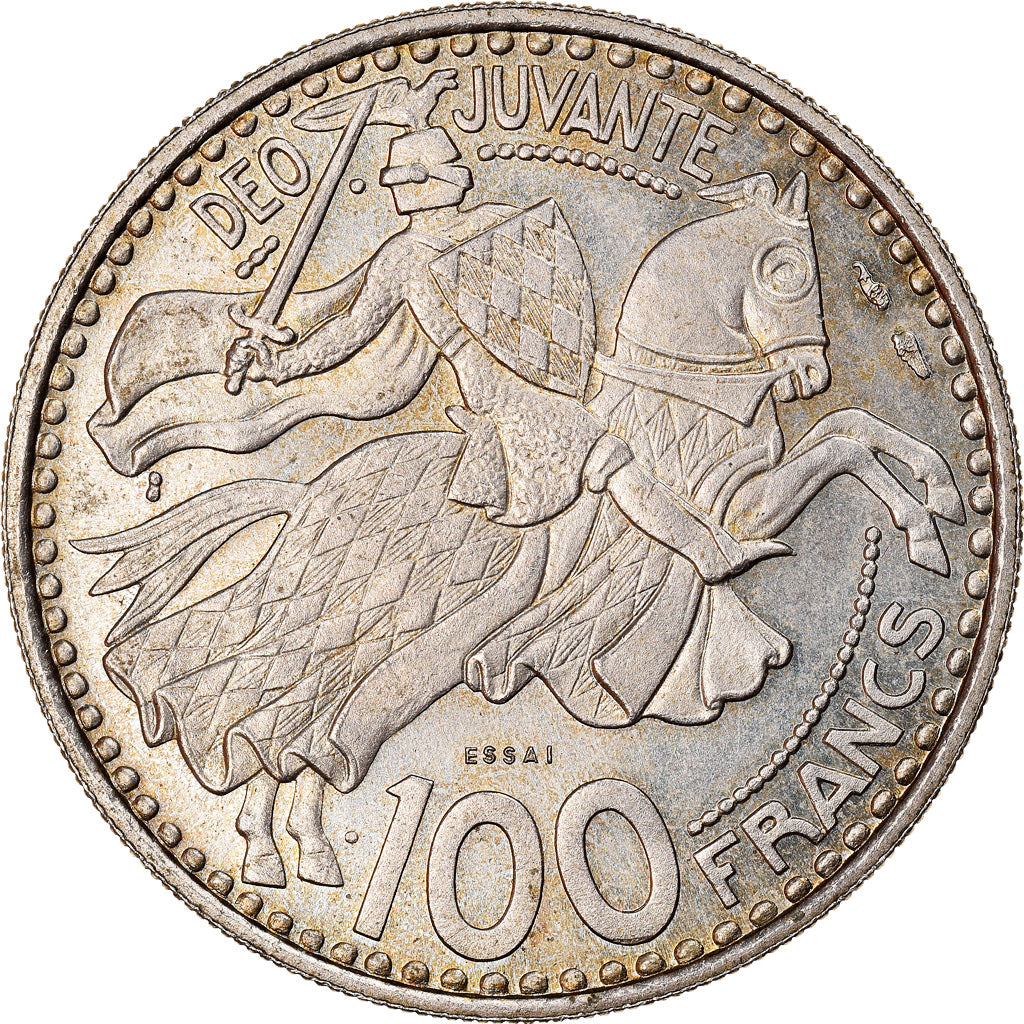 Coin, Monaco, 100 Francs, 1950, MS(65-70), Copper-nickel, KM:E33, Gadoury:MC 142