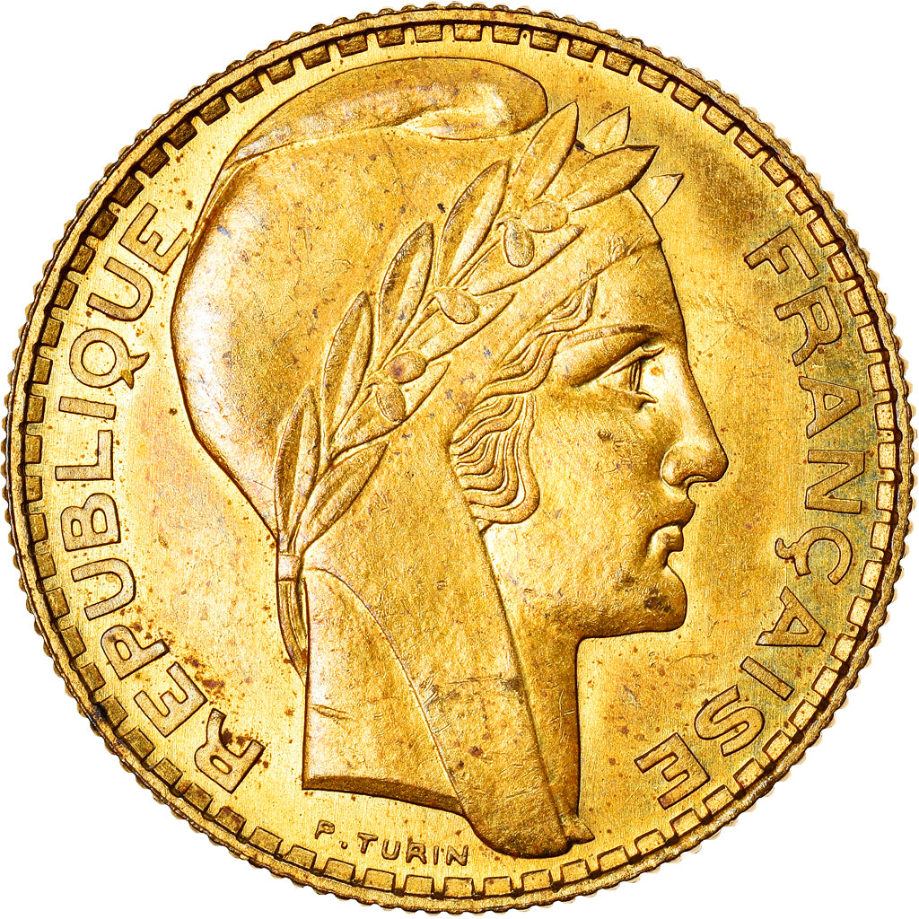 Münze, Frankreich, Turin, 10 Francs, 1929, Paris, ESSAI, UNZ, Aluminium-Bronze