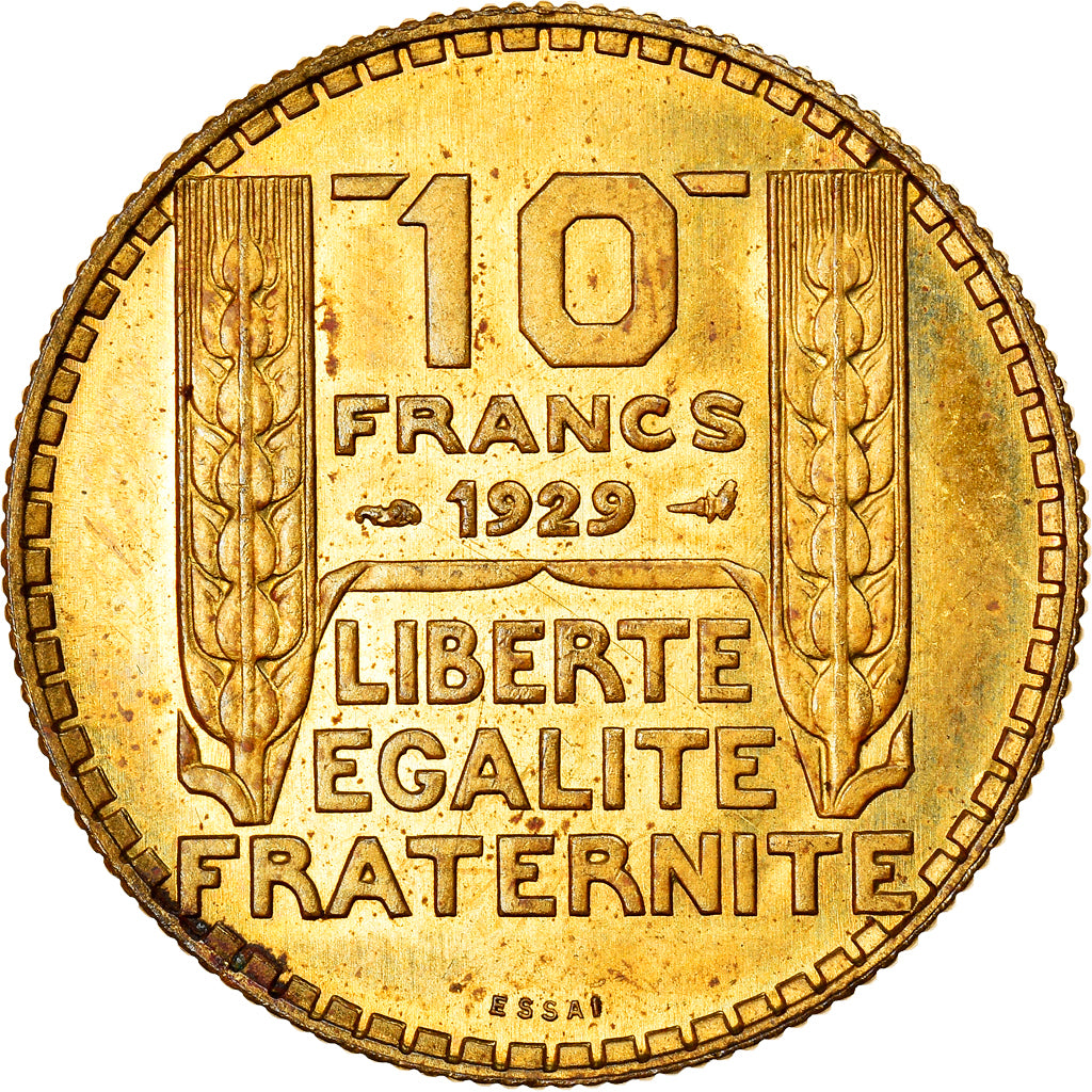 Münze, Frankreich, Turin, 10 Francs, 1929, Paris, ESSAI, UNZ, Aluminium-Bronze