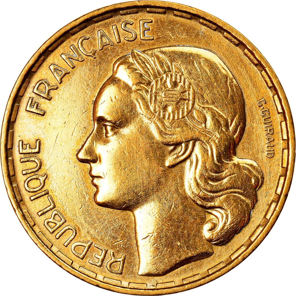 Moneta, Francia, Guiraud, 50 Francs, 1954, Paris, MB+, Alluminio-bronzo