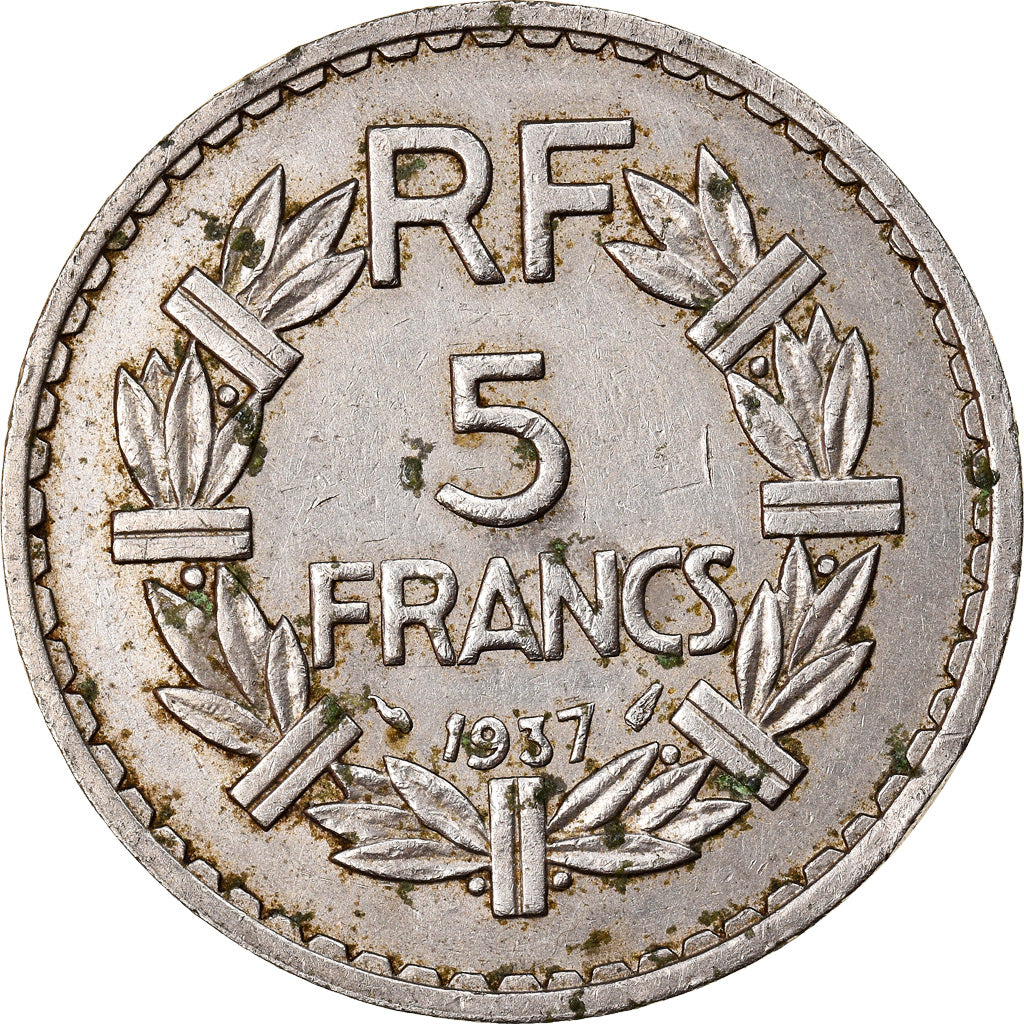 Moeda, França, Lavrillier, 5 Francs, 1937, Paris, EF(40-45), Níquel, KM:888