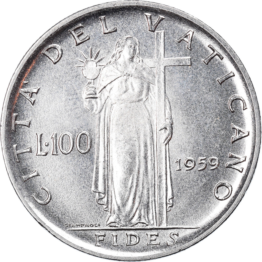 Monnaie, Cité du Vatican, John XXIII, 100 Lire, 1959, SPL+, Stainless Steel