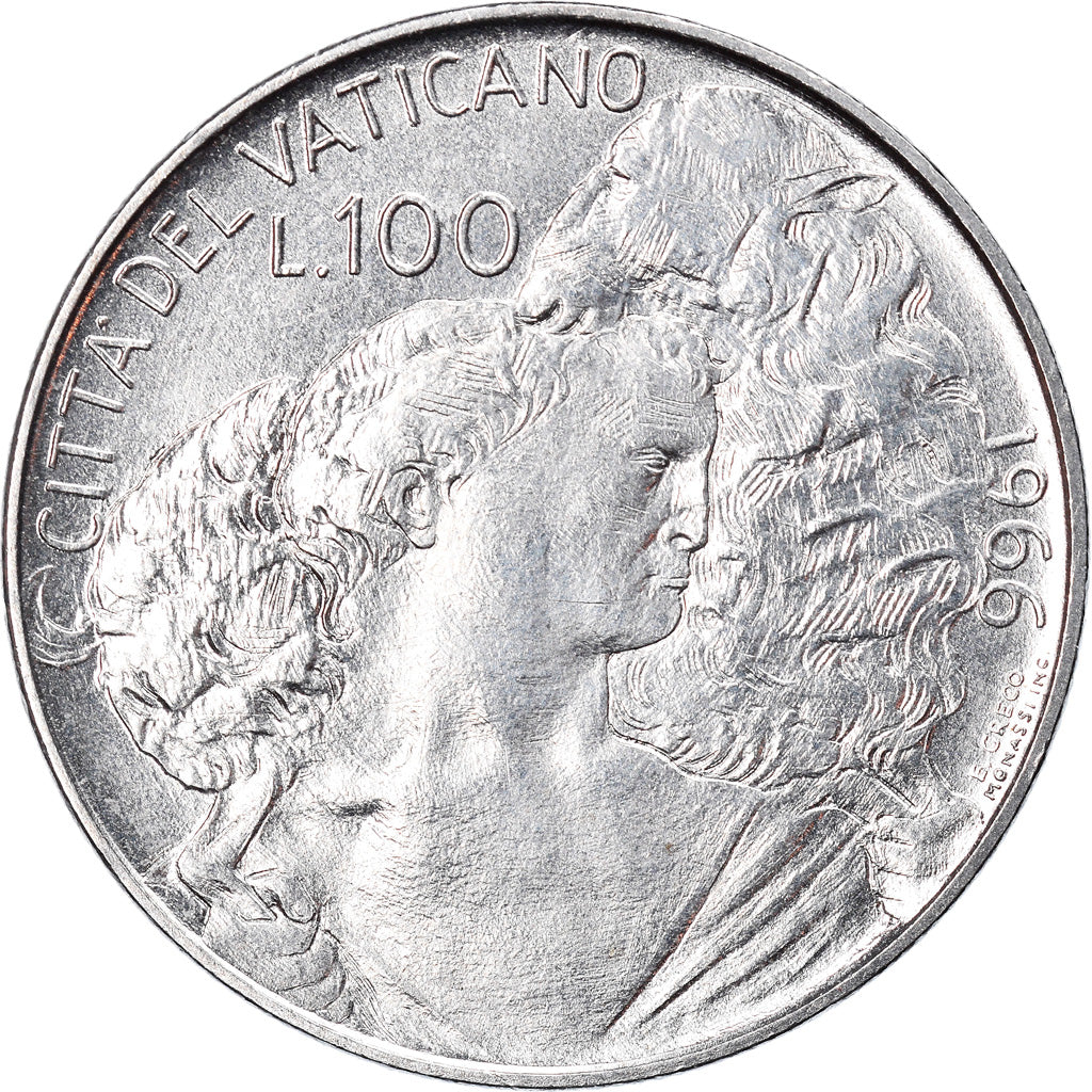 Monnaie, Cité du Vatican, Paul VI, 100 Lire, 1966, SPL, Stainless Steel, KM:90