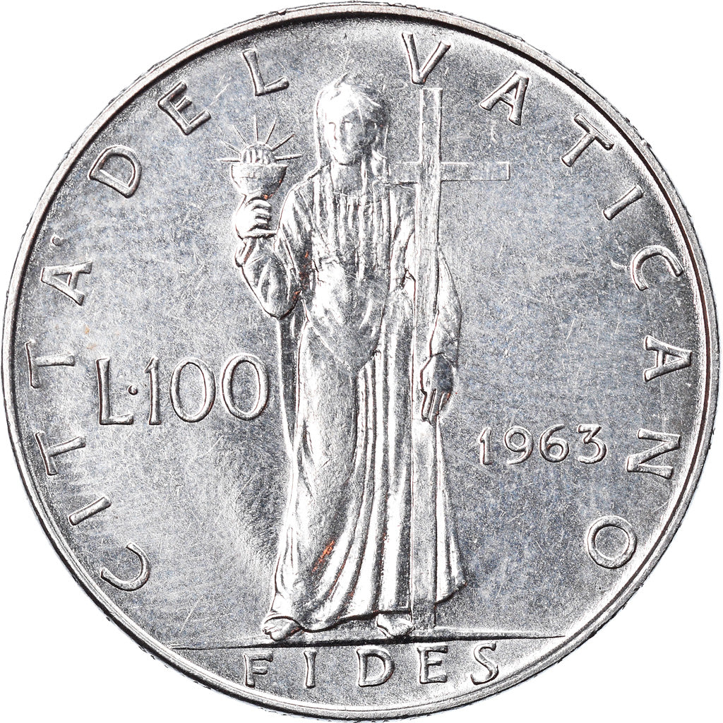 Moneta, CITTÀ DEL VATICANO, Paul VI, 100 Lire, 1963, SPL, Acciaio inossidabile