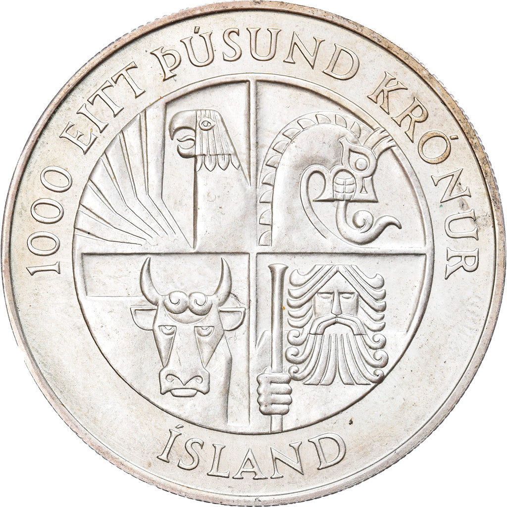 Coin, Iceland, 1000 Kronur, 1974, AU(55-58), Silver, KM:21