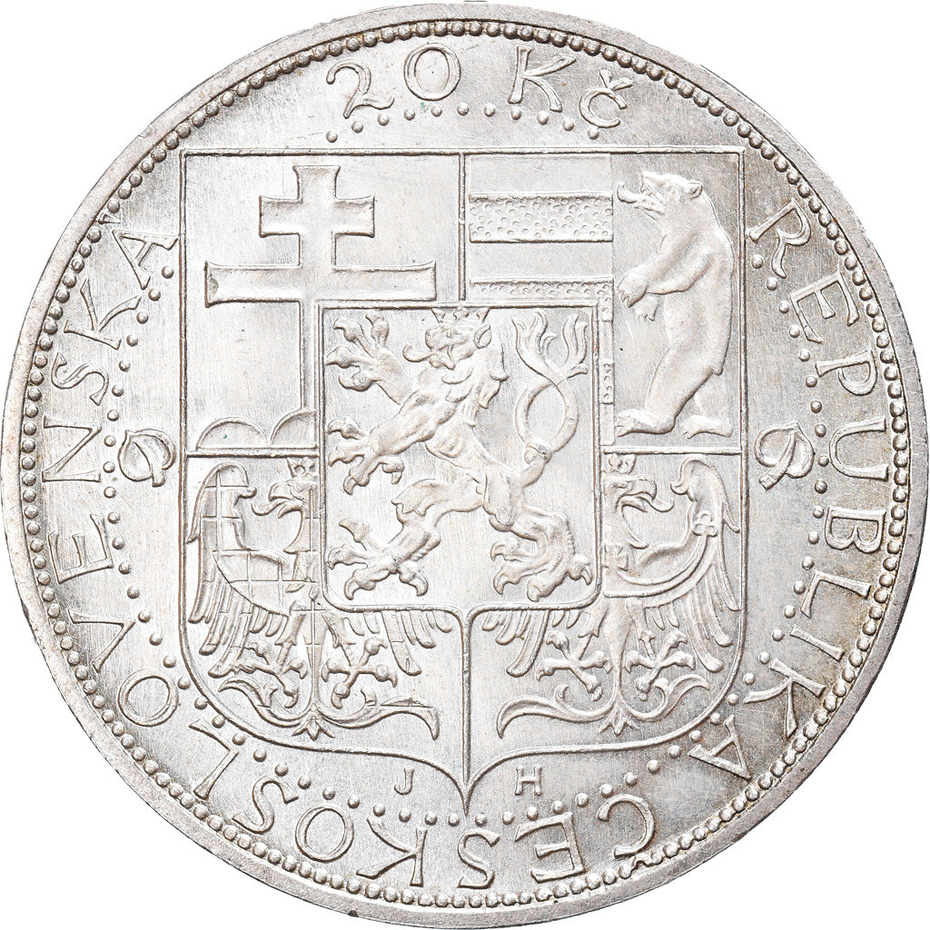 Coin, Czechoslovakia, 20 Korun, 1937, MS(60-62), Silver, KM:18