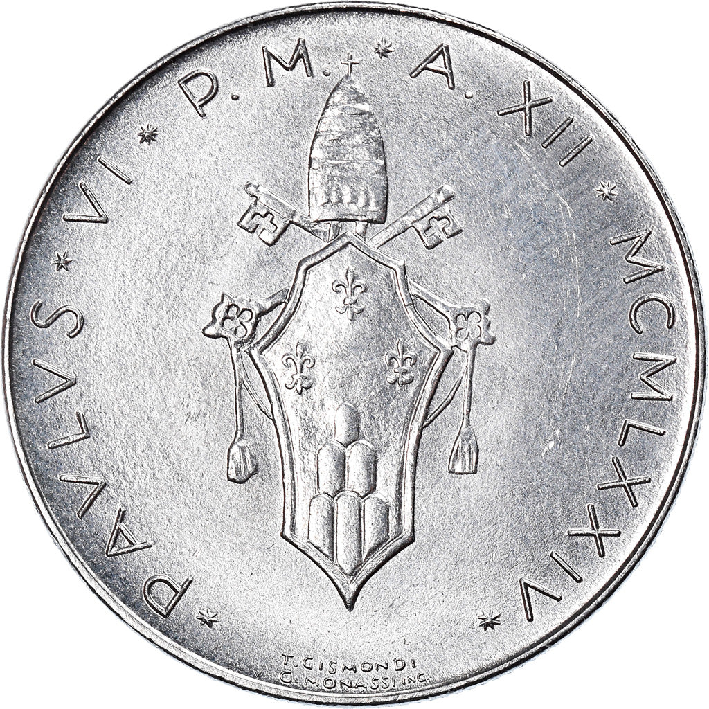Moneta, CITTÀ DEL VATICANO, Paul VI, 50 Lire, 1974, Roma, SPL, Acciaio
